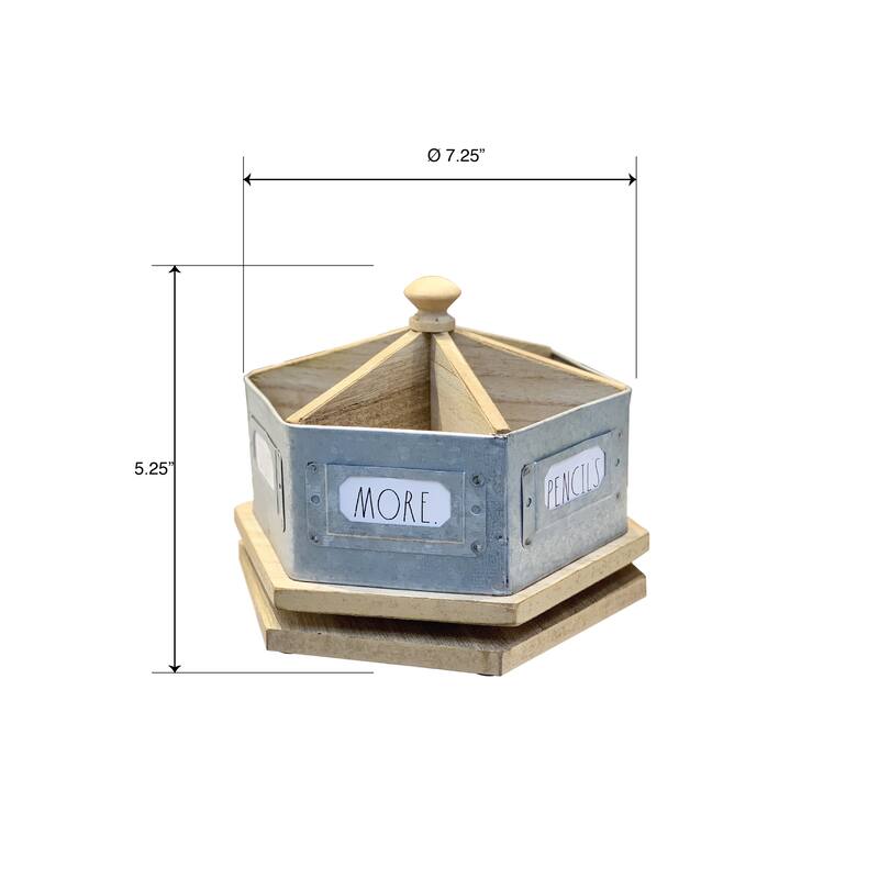 Rae Dunn Galvanized Rotating Desktop Stationary Spinner