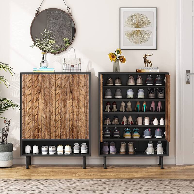 Modern Shoe 18 Pair Shoe Rack Organizer with Door On Sale Bed Bath & Beyond