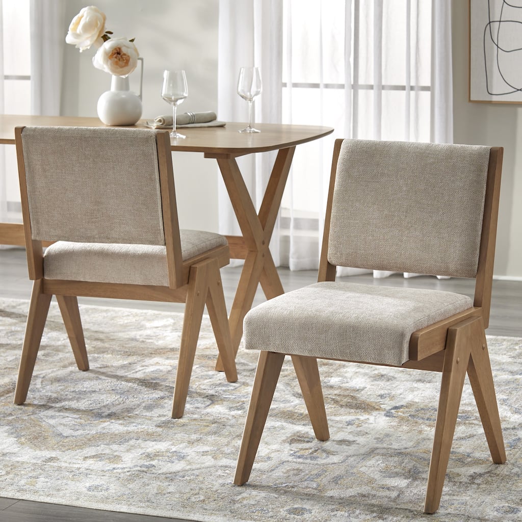 Lifestorey Baywood Solid Wood Upholstered Dining Chair (Set of 2)