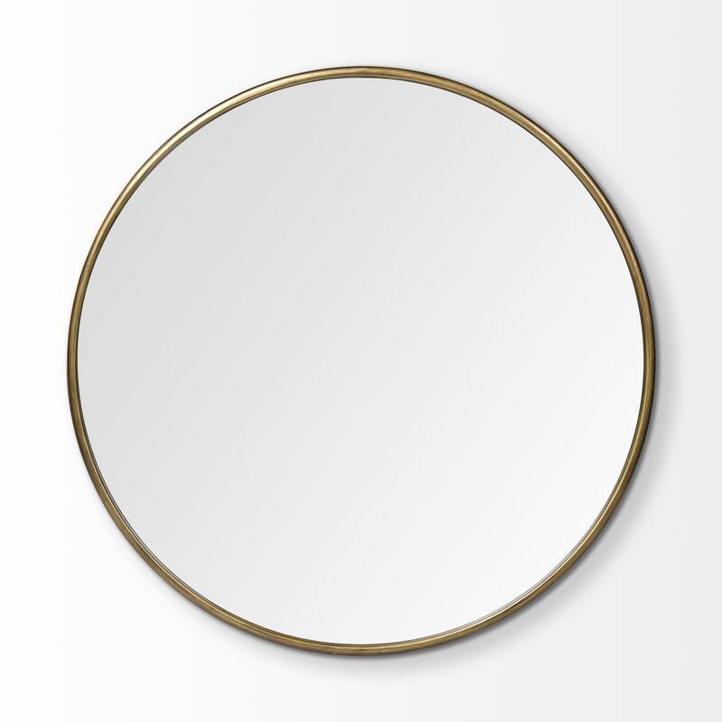 HomeRoots 47" Gold Round Metal Framed Accent Mirror
