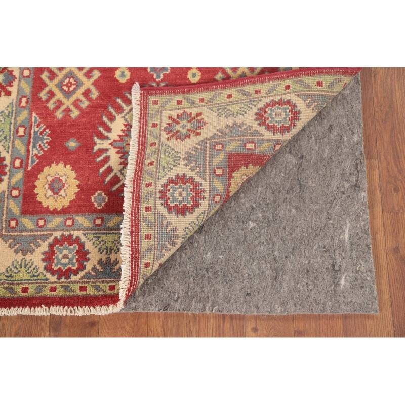 Geometric Red Kazak Oriental Foyer Rug Hand-Knotted Wool Carpet - 2'7" x 4'1"