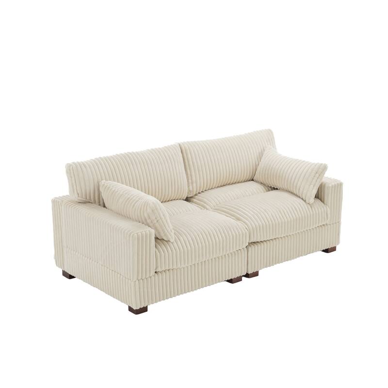 80"W Plush Modular Sectional Sofa with Pillows for Living Room