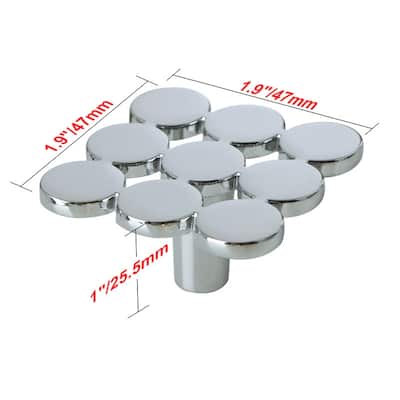 Utopia Alley Tempo Square Cabinet Ring Pull Knob - Vintage Cabinet Polished Chrome Hardware with Hand, Pull Knobs 1.9"