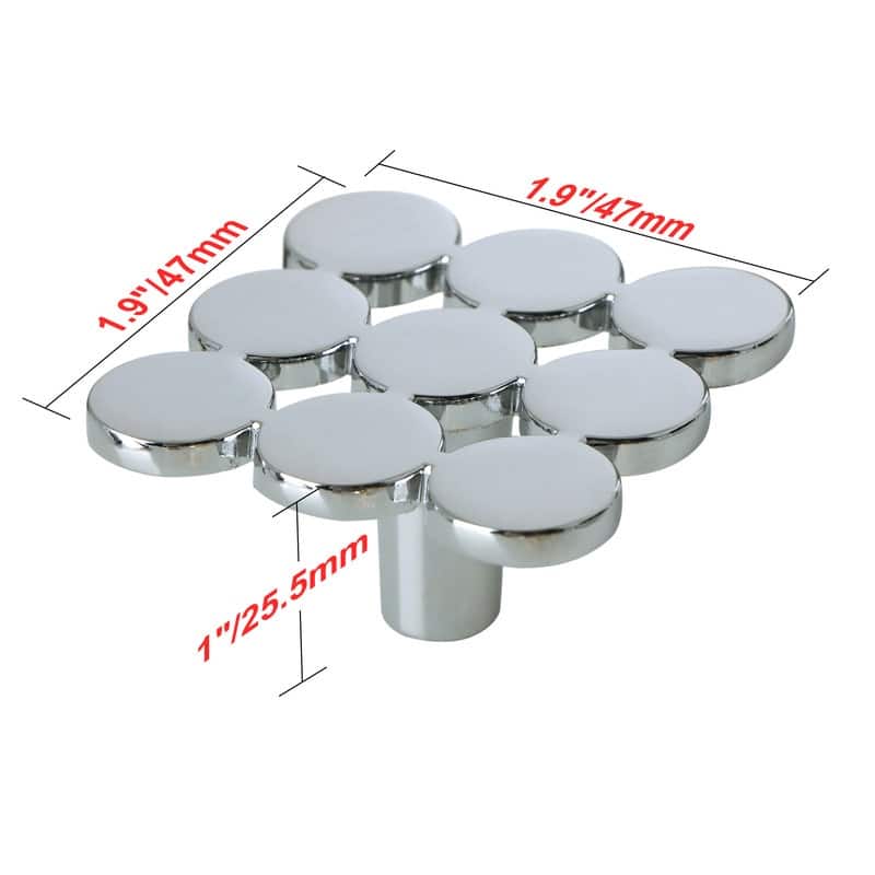 Utopia Alley Tempo Square Cabinet Ring Pull Knob - Vintage Cabinet Polished Chrome Hardware with Hand, Pull Knobs 1.9"