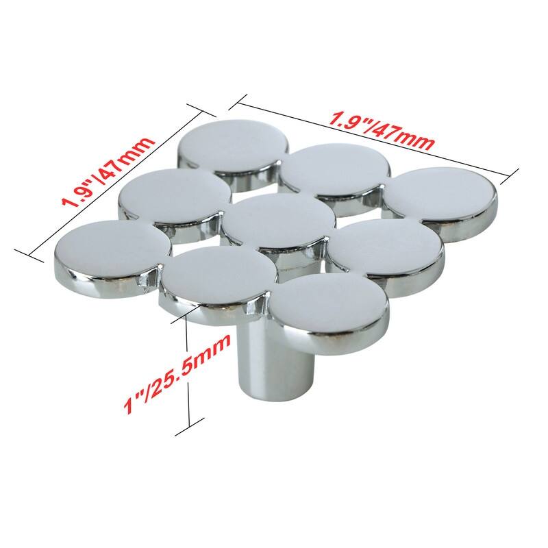 Utopia Alley Tempo Square Cabinet Ring Pull Knob - Vintage Cabinet Polished Chrome Hardware with Hand, Pull Knobs 1.9" - 10 pack - Polished Chrome