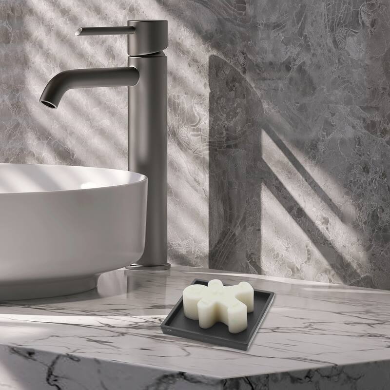 Waterproof Square Soap Holder for Bathroom 3.62"x3.62"x0.43" 1 Pc - Black