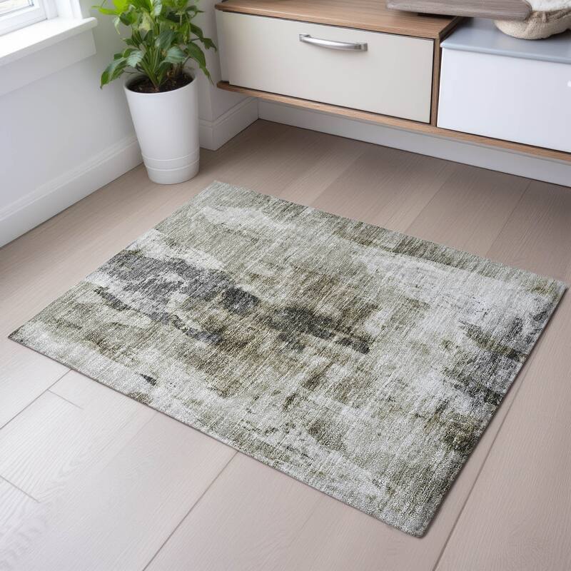 Premium Washable Super Soft Casual Conteporary Mayfield Rug - Taupe - 1'8" x 2'6"