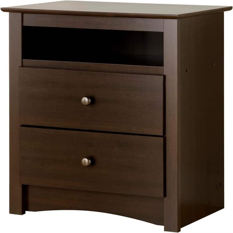 2 Drawer Nightstand Simple Black