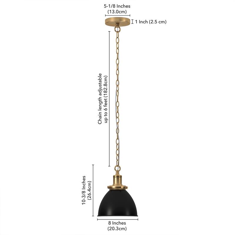 Elodie 8" Wide Pendant with Metal Shade - 8" Wide