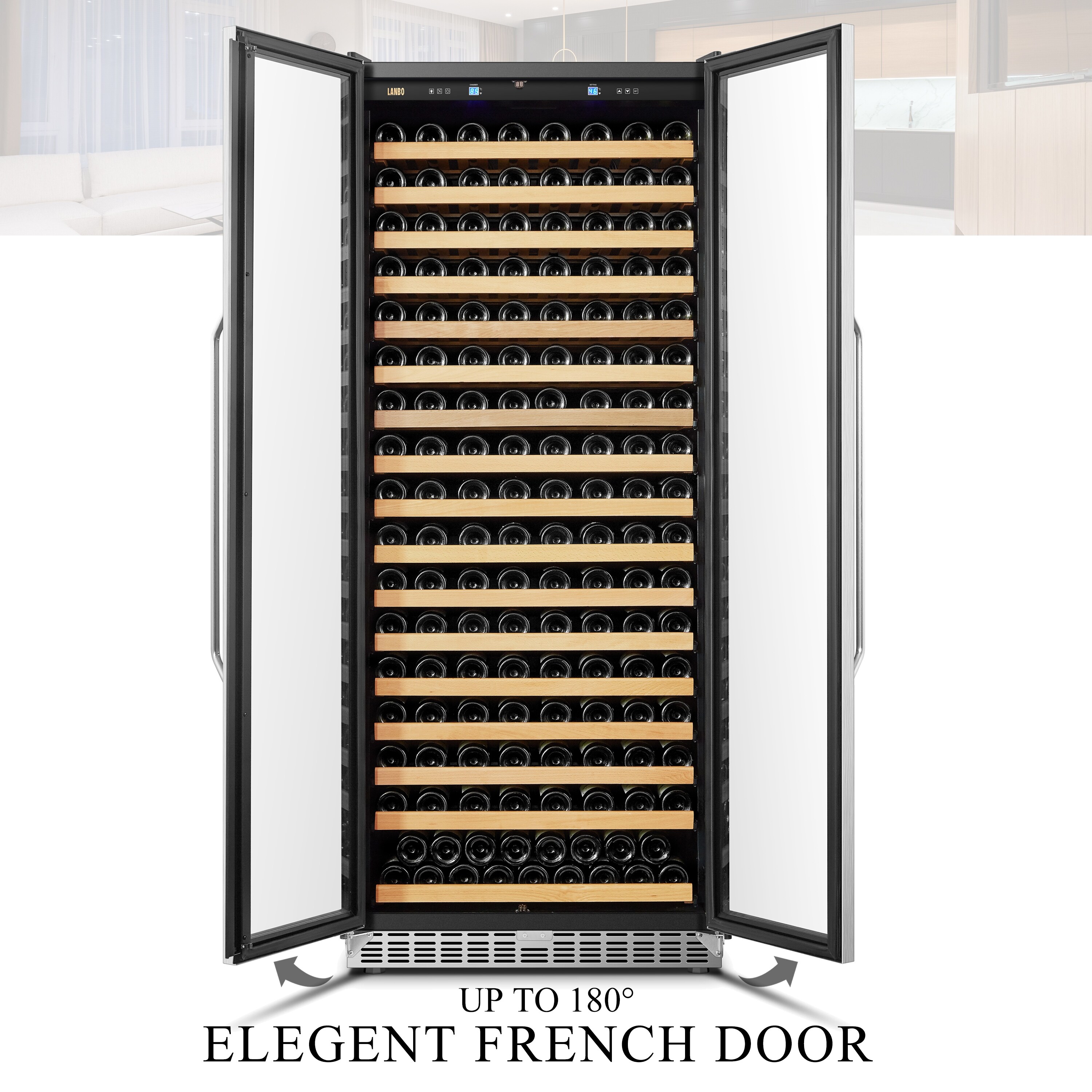 NewAir 15 inch Wine and Beverage Refrigerator - 13 Bottles & 48 Cans Capacity with Dual Temperature Zones, Black Stainless Steel