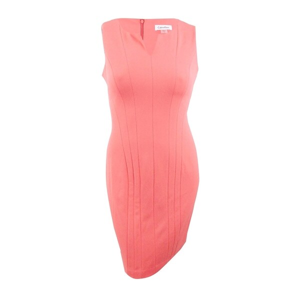 calvin klein split neck sheath dress