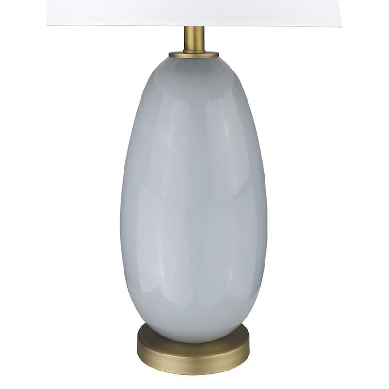 Contemporary 29" Light Grey Glass Table Lamp with White Shade - 16.50" x 16.50" x 28.50"