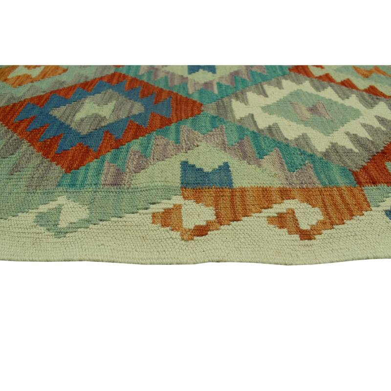 Hand-Woven Sangat Kilim Aqela Ivory/Rust Runner - 2'6" x 6'4"