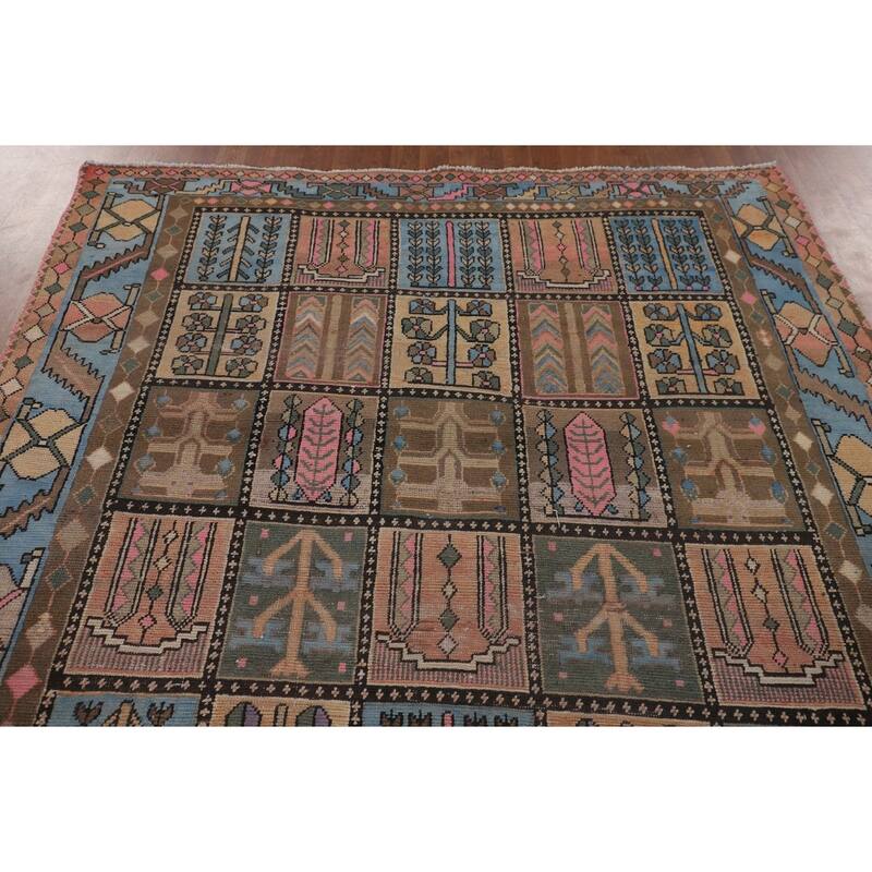 Garden Design Bakhtiari Persian Vintage Rug Handmade Wool Carpet - 6'4"x 9'5"