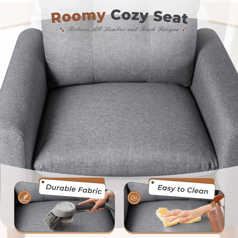 Homall Accent Chair Modern Fabric Upholstered Arm Chair Wood Legs Lounge Chair for Living Room