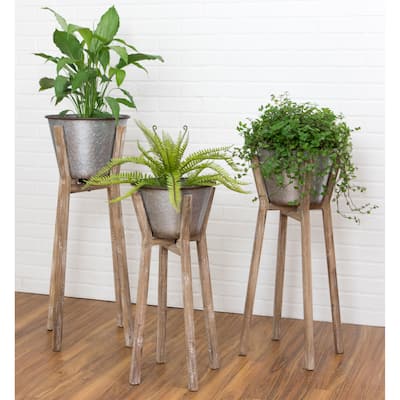 Hayes Modern Rustic Planters (Set of 3) - 35"h x 17"w / 32"h x 16"w / 28"h x 14"w