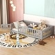 preview thumbnail 73 of 106, Twin/Full/Queen Size Floor Bed with Safety Guardrails for Kids, Wood Montessori Bedframe w/ Door, Children's Noiseless Beds Gray - Twin