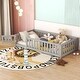 preview thumbnail 2 of 7, Twin Size Floor Bed with Door & Fence, Wooden Montessori Bed for Kids