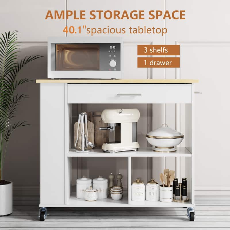 Futzca Kitchen Island on Wheels with Large Work Countertop