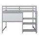 preview thumbnail 5 of 7, Gray Wooden Loft Bed with 3-Layer Shelves, Desk, and Writing Board, Full-Length Guardrail