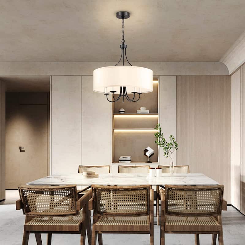 Modern Drum Light Chandelier Industrial Dining Room Light Fixtures