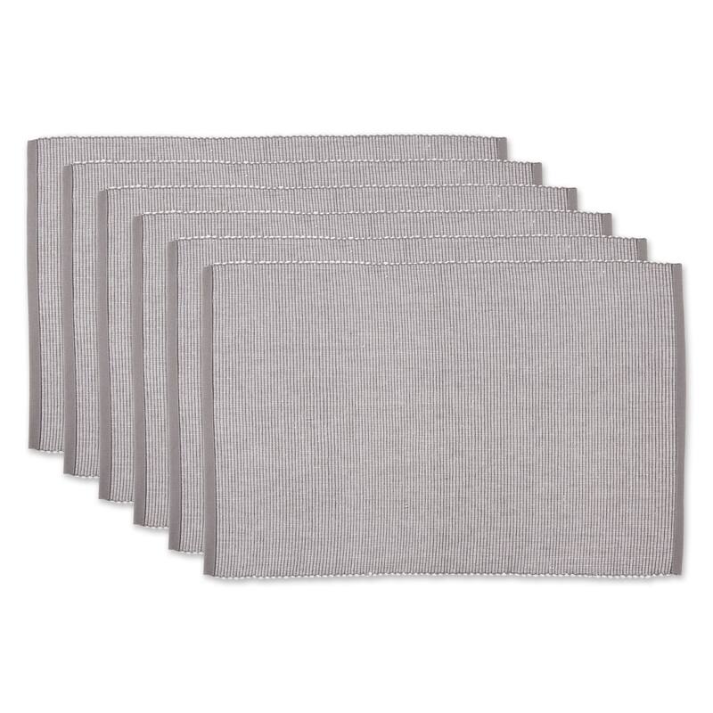 DII Black & White 2-Tone Ribbed Placemat (Set of 6) - Gray
