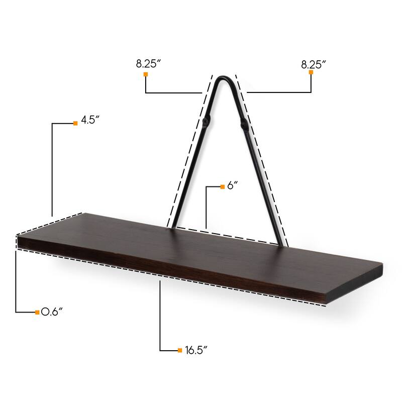 Rustic State Wall Mount Floating Shelves Wood with Triangle Bracket - Pack of 4