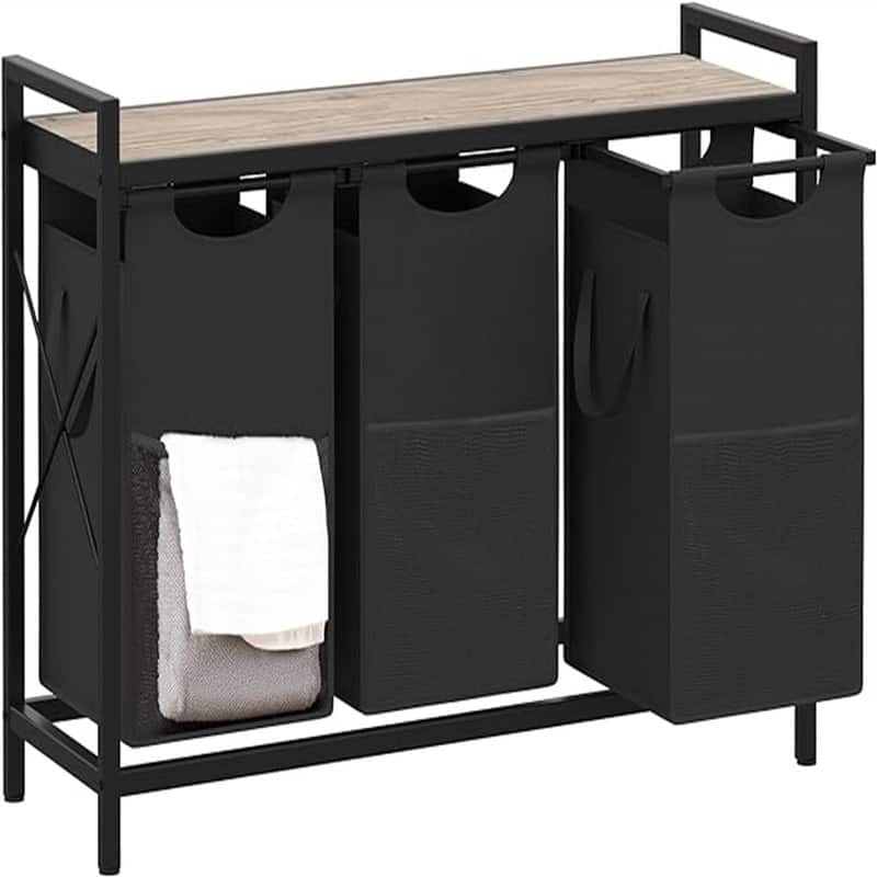 3 Gal Laundry Basket with Large Desktop Sorter for Laundry Room organization - 39.76"L x 13.39"W x 28.27"H - Greige