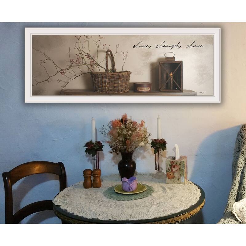 TrendyDecor4U Farmhouse "Live, Laugh and Love" Framed Print Wall Art by Billy Jacobs - Earthtone
