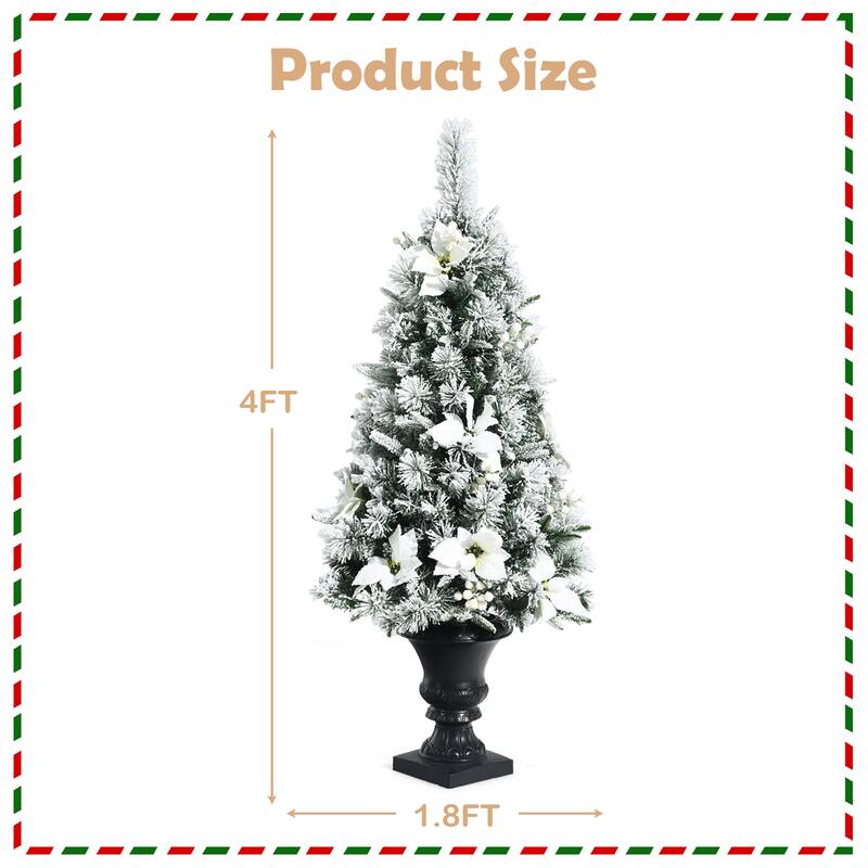 Prelit Flocked Christmas Entrance Tree Pack Artificial Christmas Tree