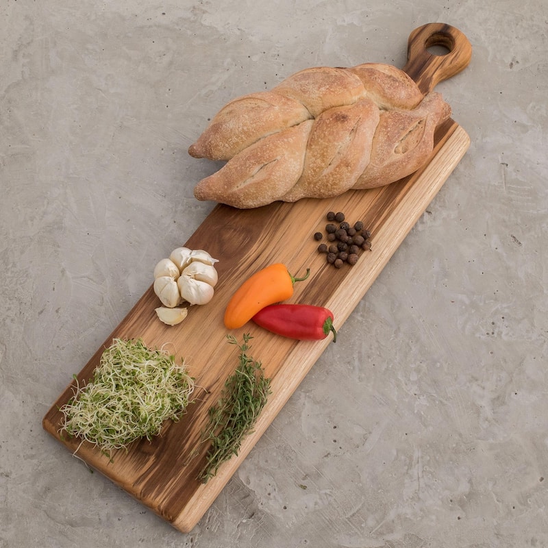 Novica Handmade Morning Baguette Teak Wood Cutting Board (20 Inch)