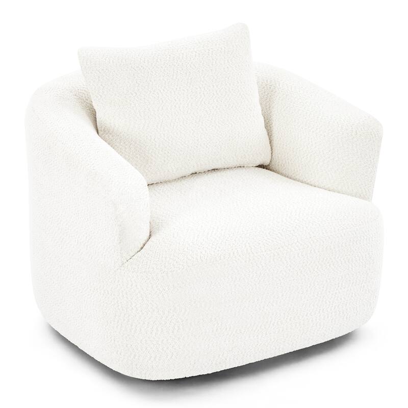 Swivel Chair with Throw Pillow & Spring Seat