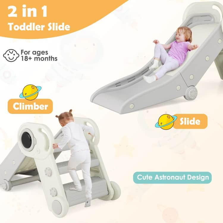 HDPE Kids Slide Climber 2-in-1 Foldable Indoor Playset - 45" x 49" x 21"