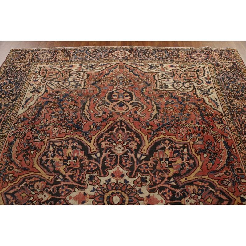 Hand Knotted Oriental 100% Wool Carpet Traditional Floral Red Heriz Area Rug - 11' 2'' X 8' 2''