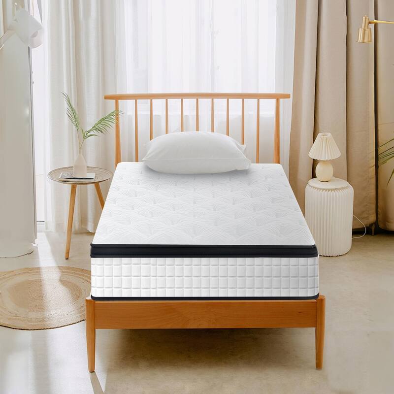 GDFStudio - Mireille 12 Inch Memory Foam Euro-Top Mattress with Reinforced Pocket Springs