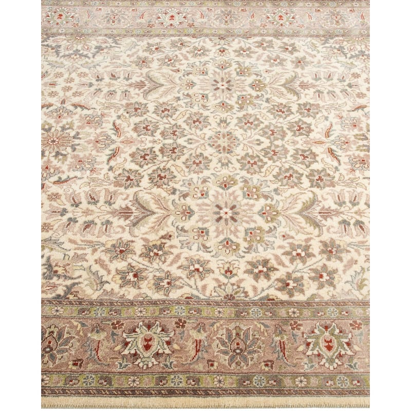 Overton Hand Knotted Wool Traditional Oriental Ivory Area Rug - 4' x 6'