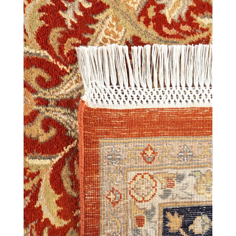Overton Hand Knotted Wool Traditional Oriental Orange Area Rug - 6' x 9'