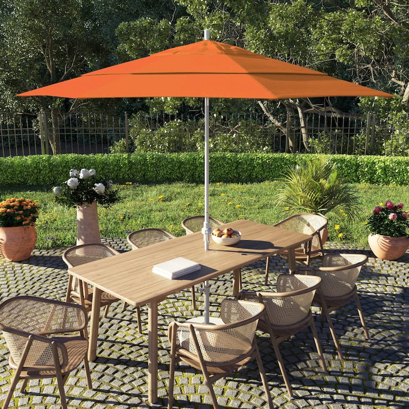 California Umbrella 11' Sun Master Patio Umbrella White Aluminum Pole Fiberglass Ribs Crank Lift Tilt Pacifica