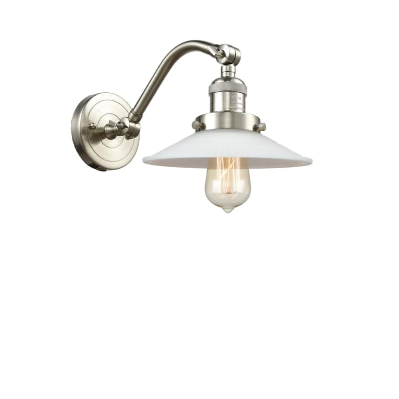 Innovations Lighting Halophane Single Light 12" Tall Bathroom Sconce - Brushed Satin Nickel / Matte White