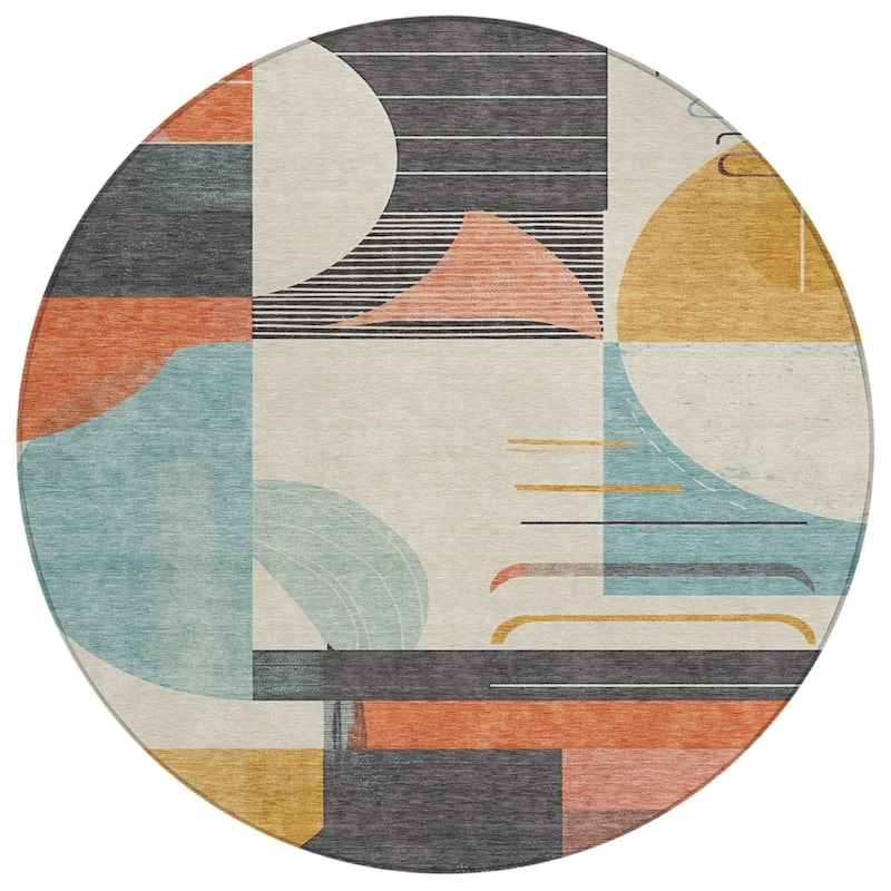 HomeRoots Geometric Modern Rectangle Outdoor Rug