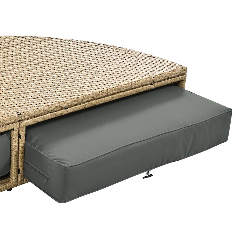 Outdoor Patio Daybed Wicker Rattan Double Daybed