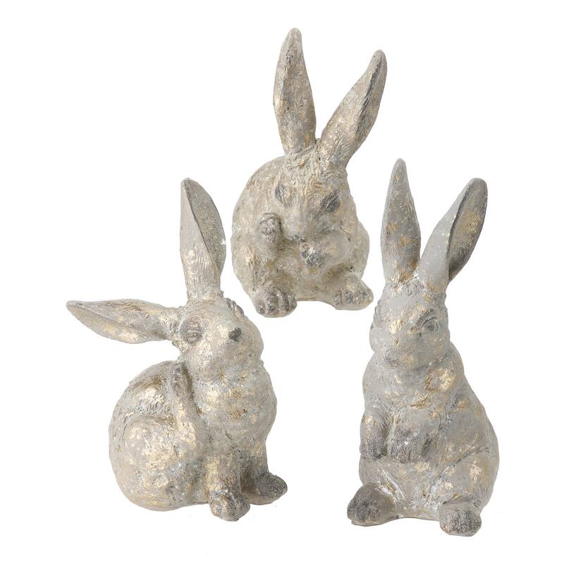 Resin Leafed Bunny 5.5-6" Set of 3 - 5.5"-6"