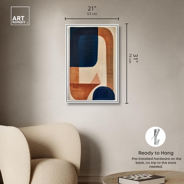 Blue With Cream Canvas Midcentury Abstract Wall Art by Art Remedy Bed Bath Beyond 41619409