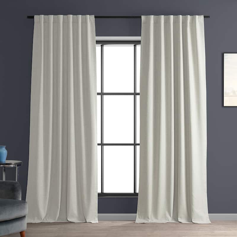 Exclusive Fabrics Performance Linen Luxury Blackout Curtains (1 Panel) - Thermal Insulation, Elegant Blackout Drapery - 50 X 84 - Warm White