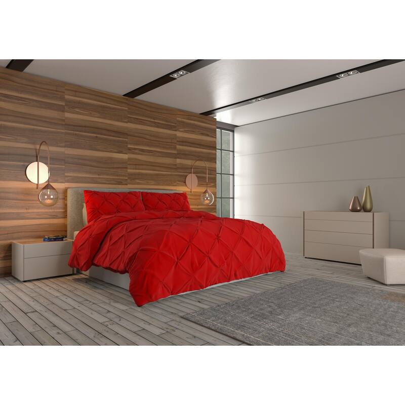 Nestl Pinch Pleat Down Alternative Ultra Soft Comforter Set - Cherry Red - Twin