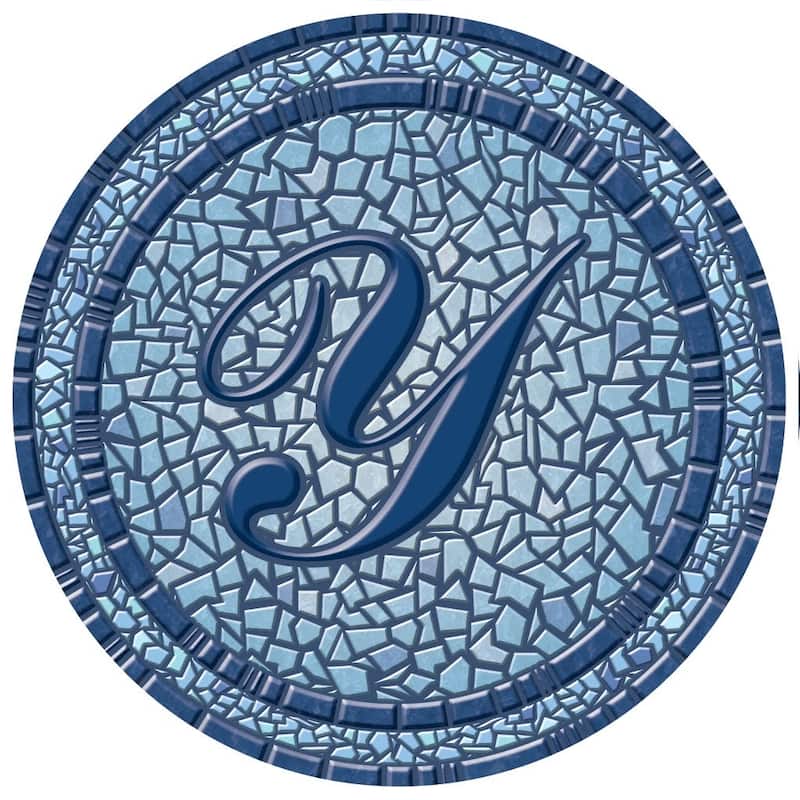 Custom Monogram Decorative Poolmat #2 - Mosaic Pool Art - 29" in Diameter - Letter "Y"