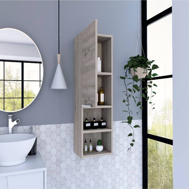 Medicine Cabinet with Single Door, Two Interior Shelves, and Two External Shelves