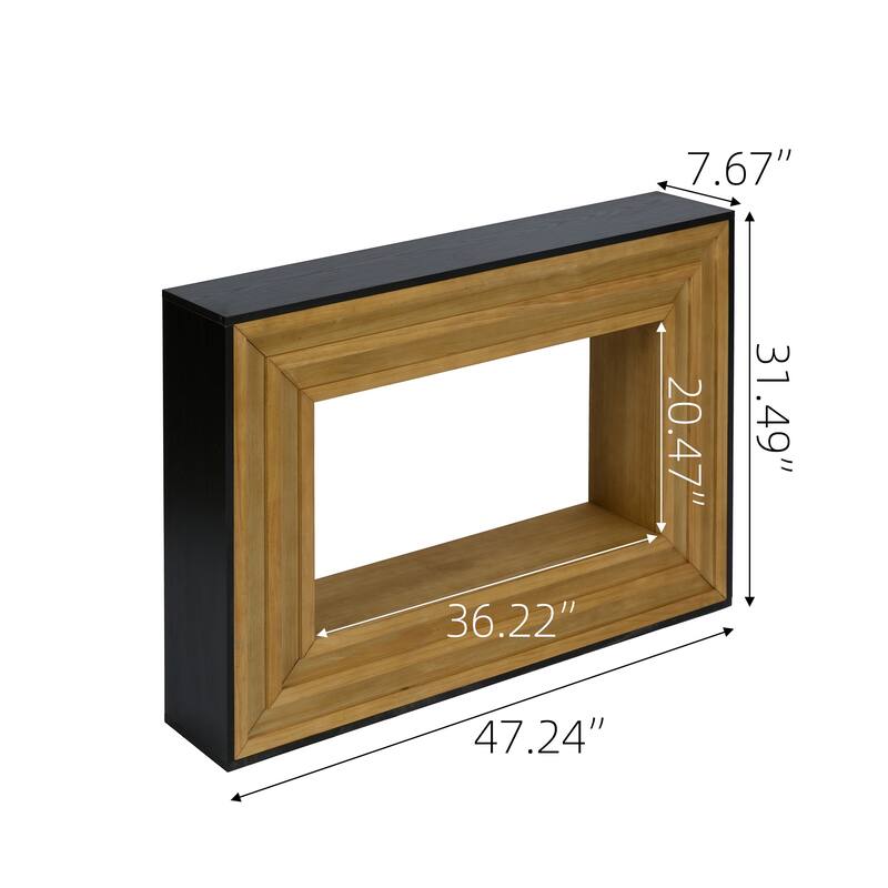 Modern Contrast Console Table with Layered Wood Frame and Black Top