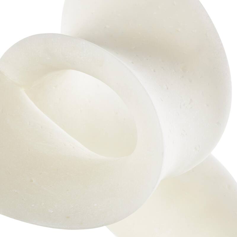 Polystone Abstract Twisted Wave Decorative Sculpture with Elevated Base - White - Roche River Decor