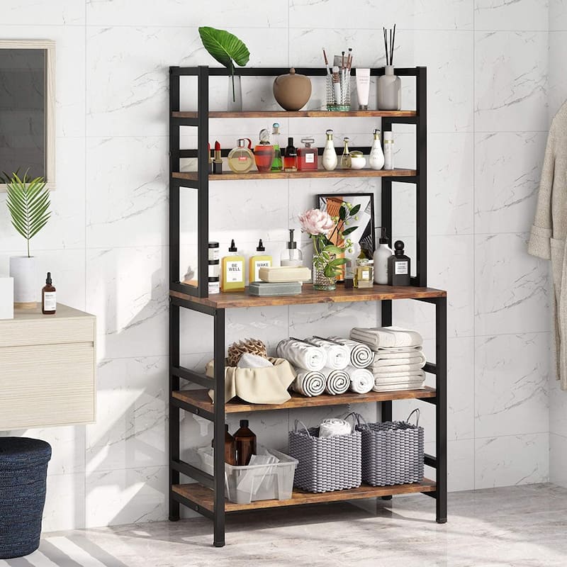 5 Tier Bakers Rack with Storage, Kitchen Stand Micorwave Over Cart